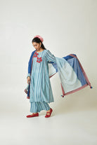 Azure Drift Block printed Kurta Set with Dupatta - CiceroniKurta SetPants and Pajamas