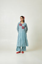 Azure Drift Block printed Kurta Set - CiceroniKurta SetPants and Pajamas