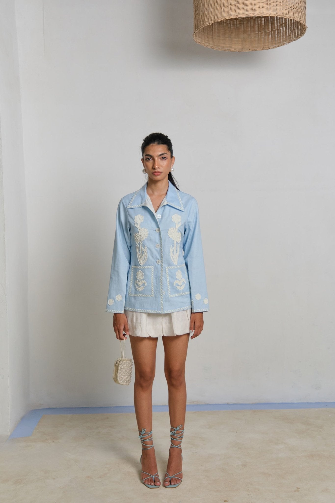 Azure Sea Folk Jacket - CiceroniJacketsShimona