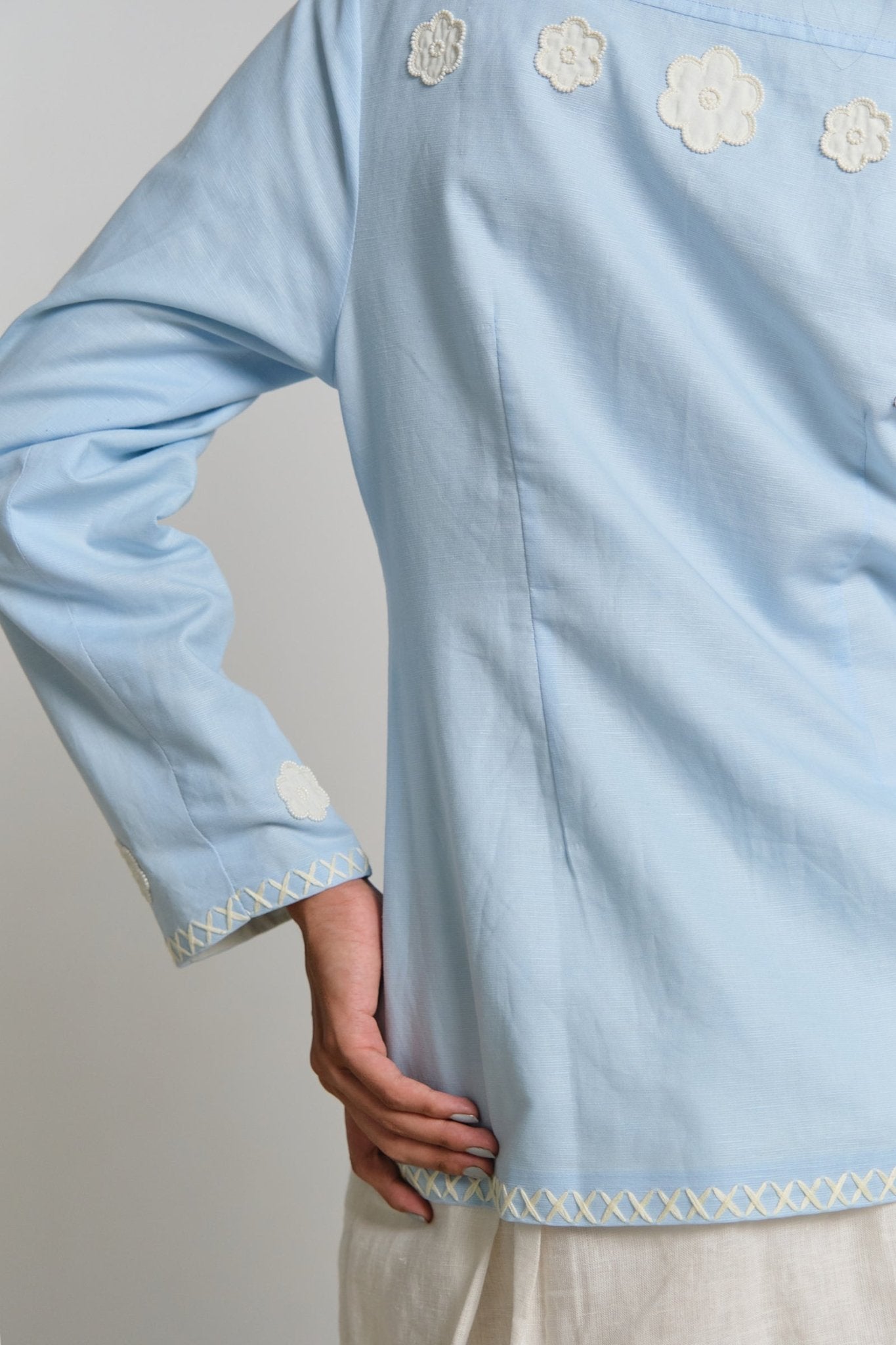 Azure Sea Folk Jacket - CiceroniJacketsShimona