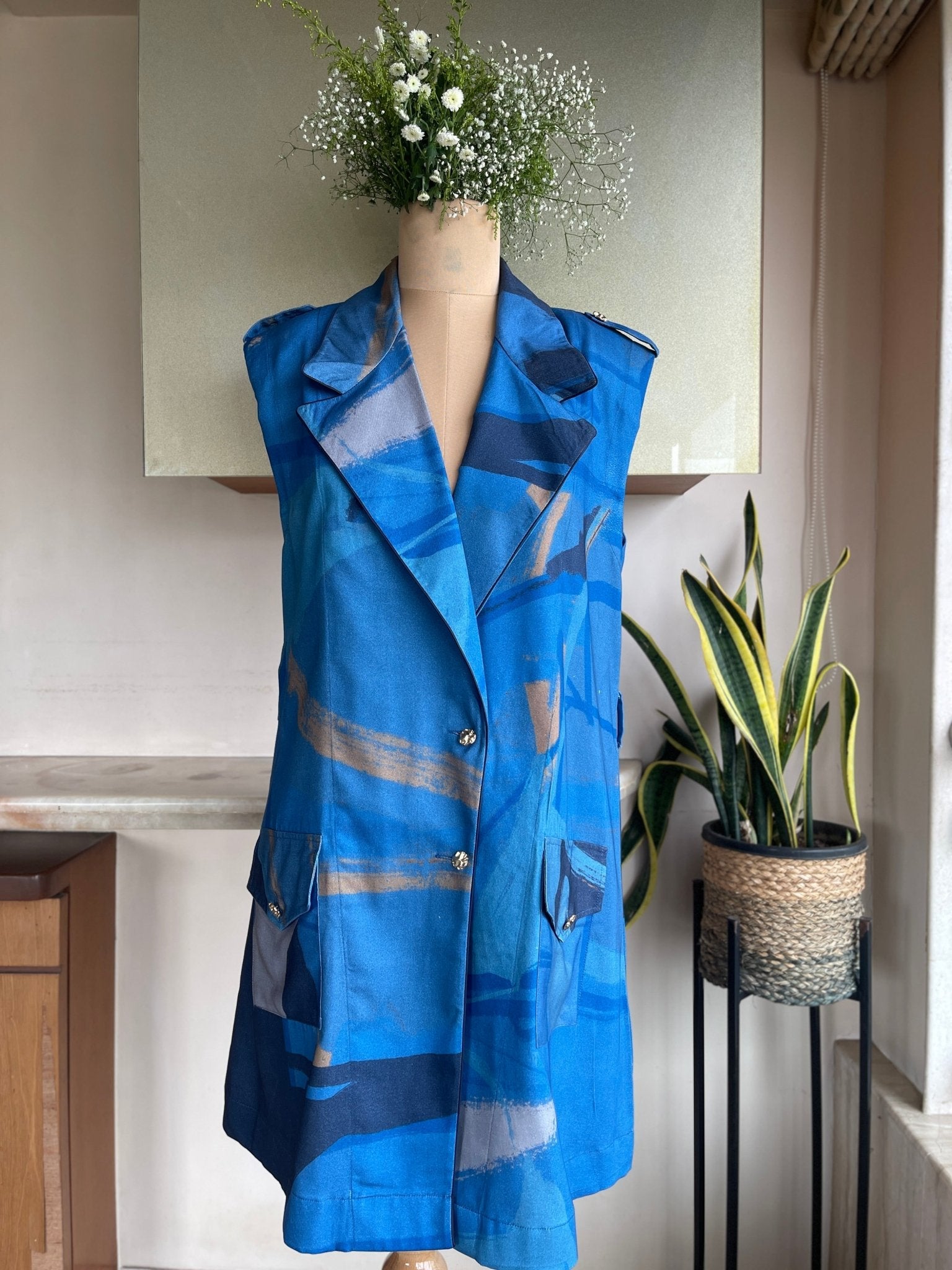 Azure Trench Short Dress - CiceroniDressesArtbeats by Keerthana