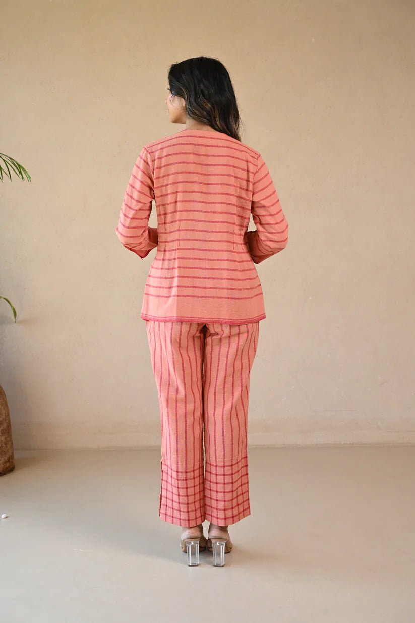 Azure Tunic - Peach Stripe - CiceroniTopsRang by Rajvi