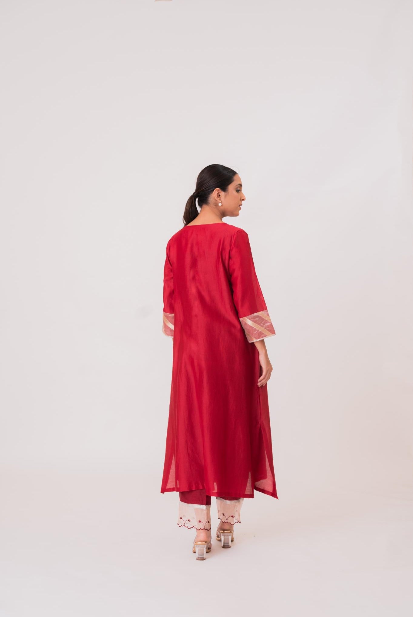Banarasi Yoke Kurta Set - Crimson Red - CiceroniKurta Set, Festive wearBhavik Shah