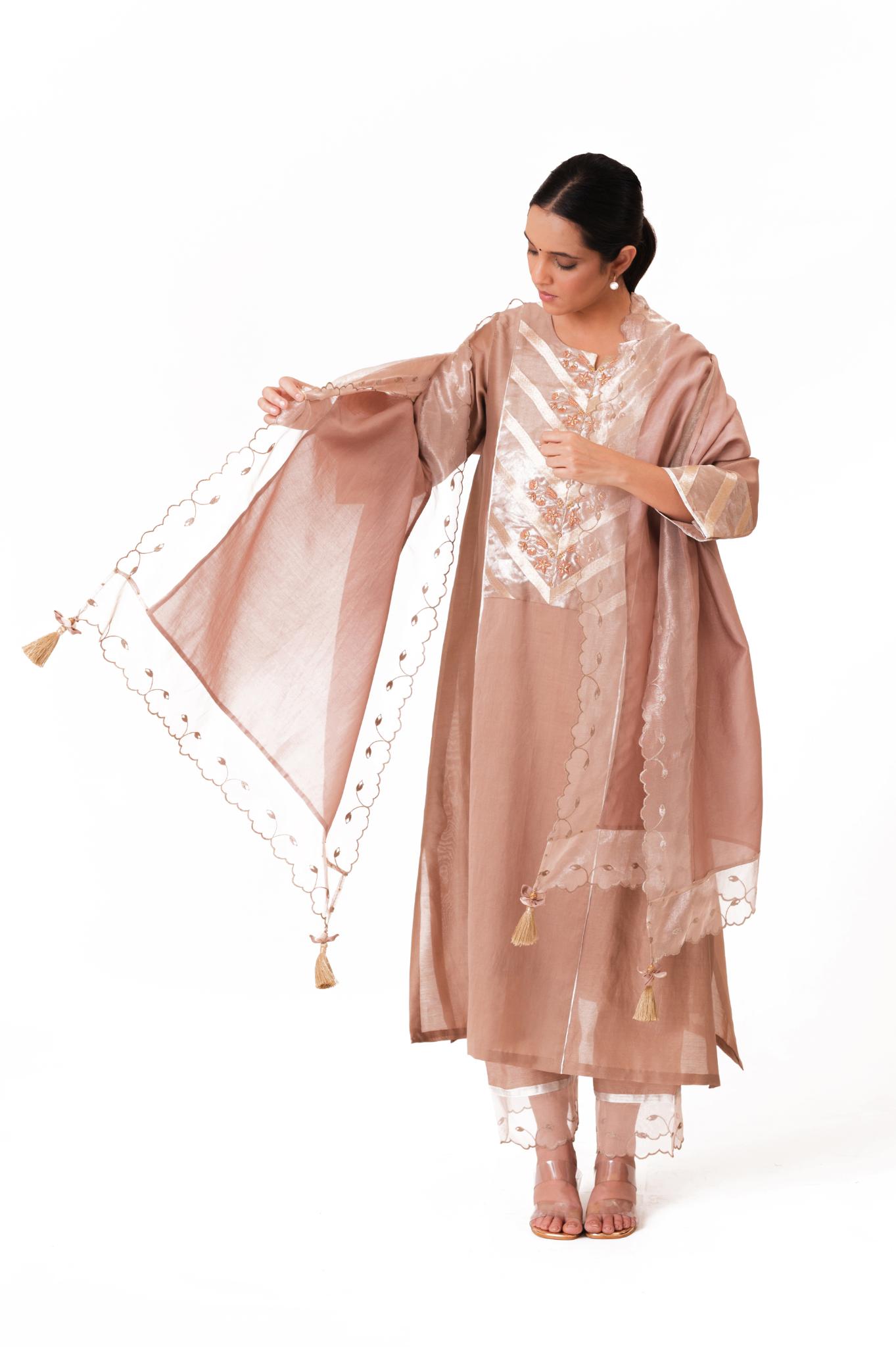 Banarasi Yoke Kurta Set - Ekru - CiceroniKurta Set, Festive wearBhavik Shah