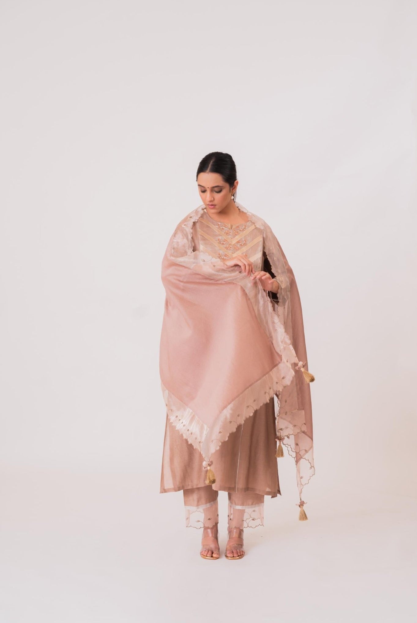 Banarasi Yoke Kurta Set - Ekru - CiceroniKurta Set, Festive wearBhavik Shah