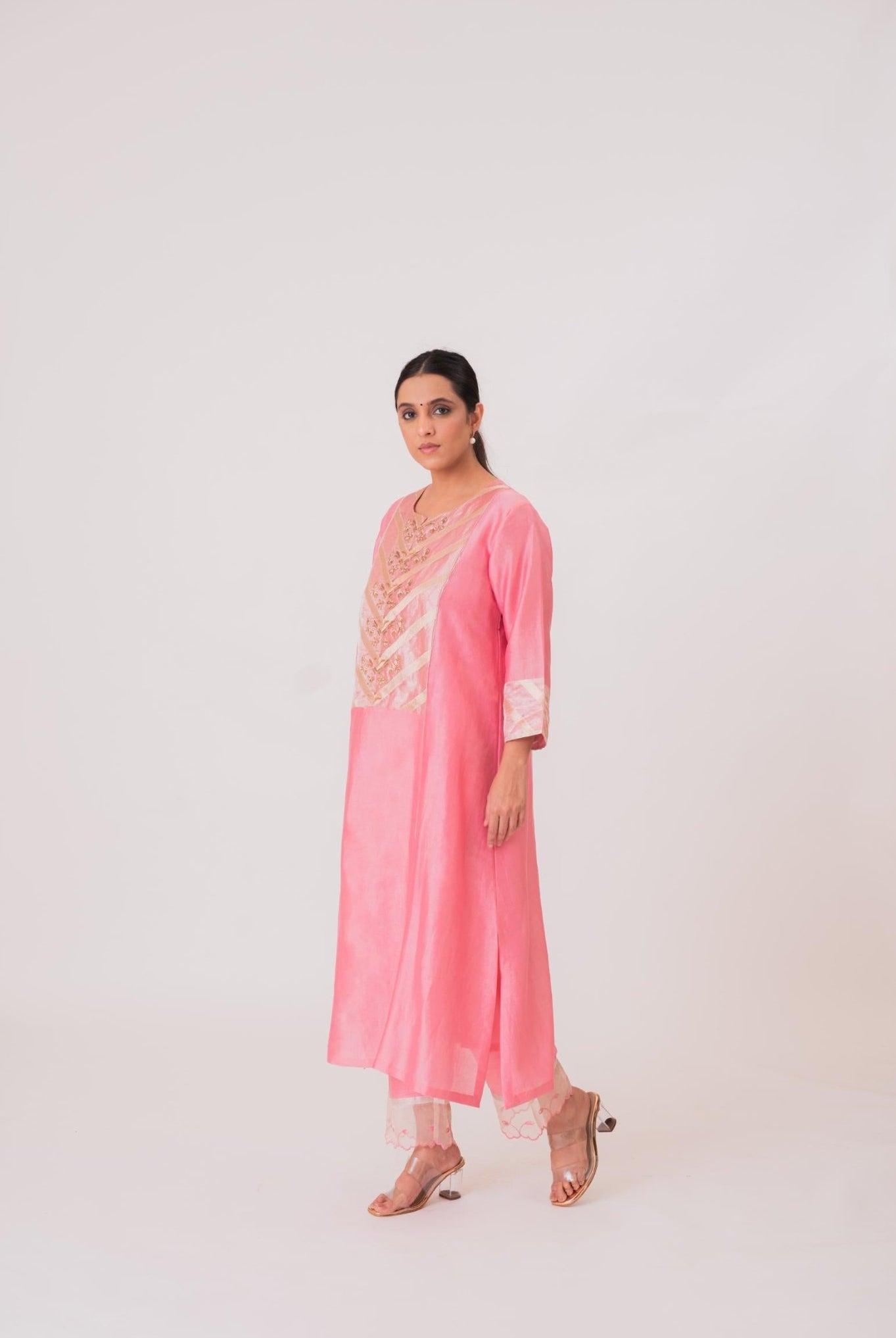 Banarasi Yoke Kurta Set - Lotus Pink - CiceroniKurta Set, Festive wearBhavik Shah