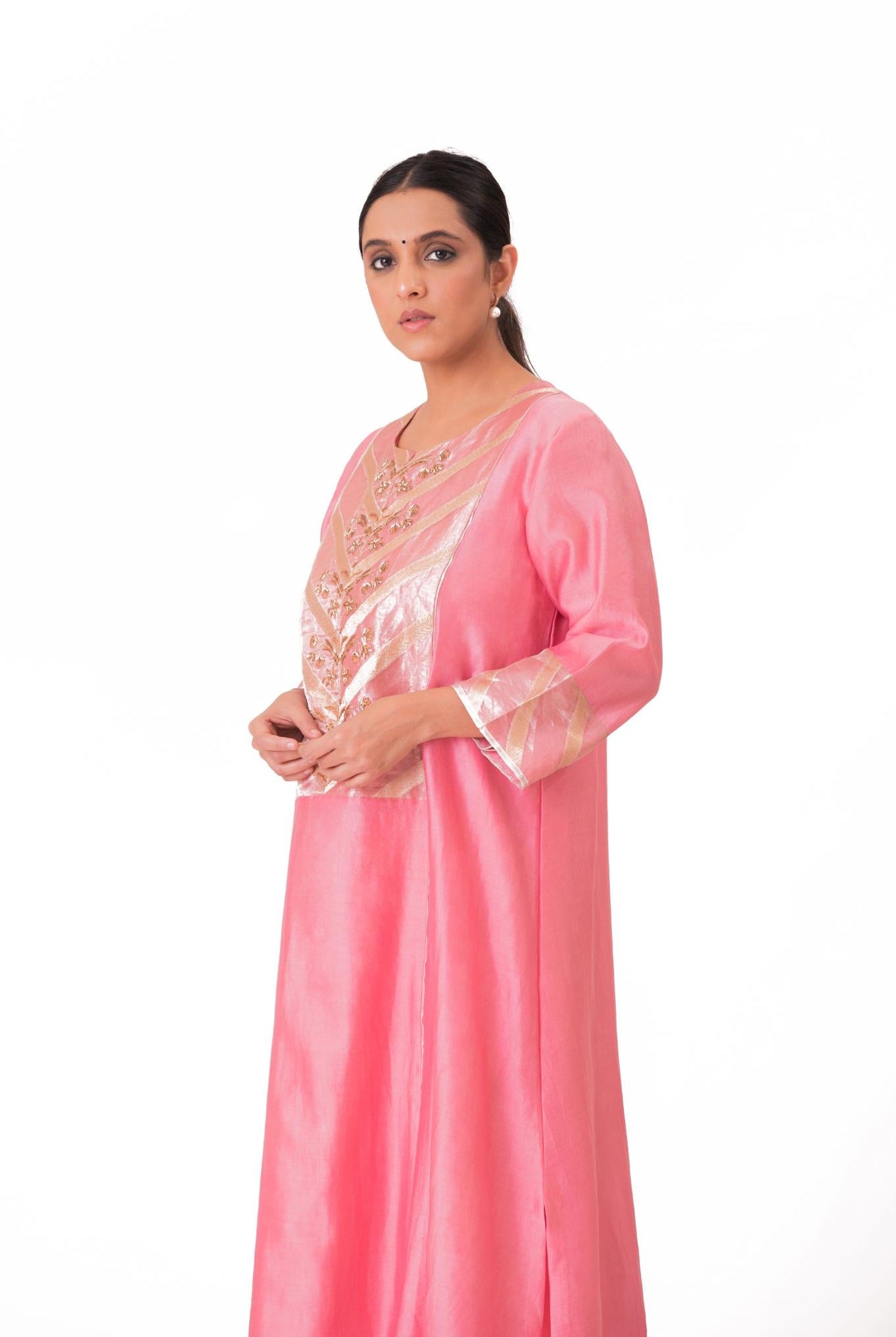Banarasi Yoke Kurta Set - Lotus Pink - CiceroniKurta Set, Festive wearBhavik Shah