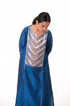 Banarasi Yoke Kurta Set - Royal Blue - CiceroniKurta Set, Festive wearBhavik Shah