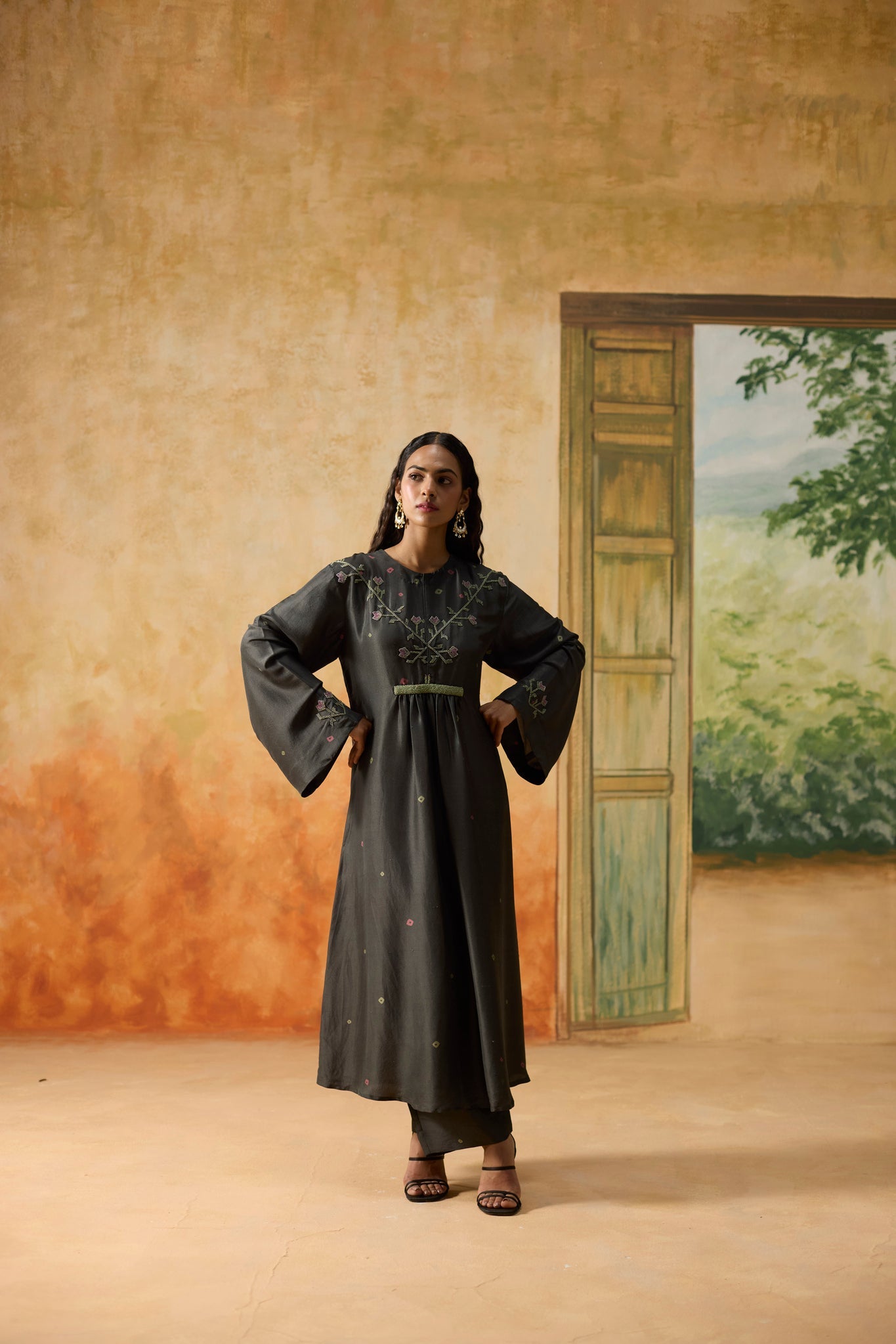 Bandani Kurta Set - Charcoal Grey - CiceroniKurta Set, Festive WearKhyati Rughani