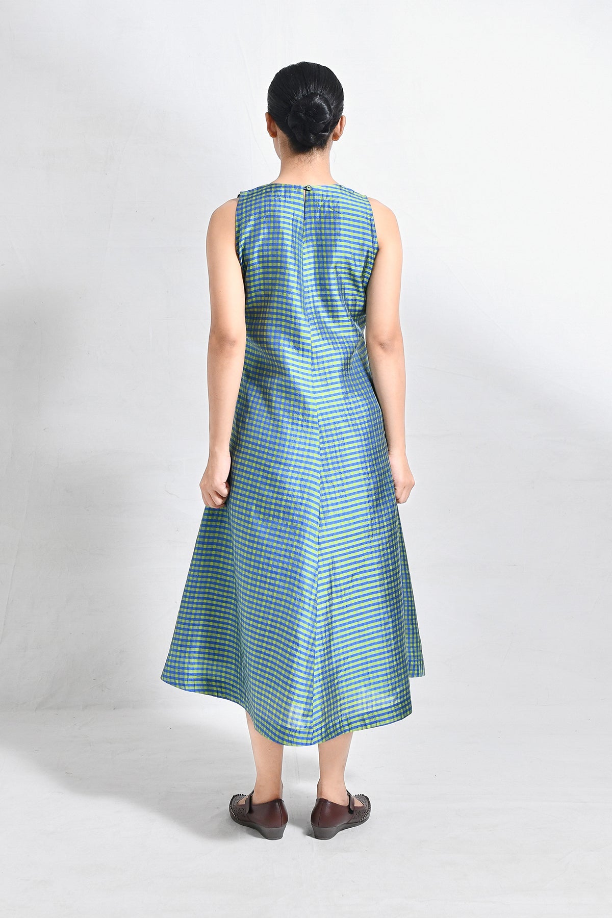 Bangalore Silk Checks Co - ord (Set of 2) - Blue and Olive - CiceroniCo - ord SetHiranya