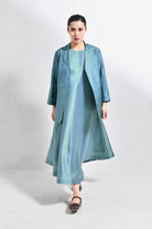 Bangalore Silk Checks Co - ord (Set of 2) - Blue and Olive - CiceroniCo - ord SetHiranya