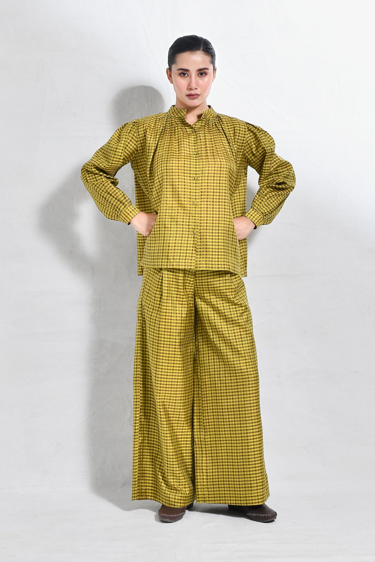 Bangalore Silk Lounge Co - ord (Set of 2) - Mustard & Brown - CiceroniCo - ord SetHiranya