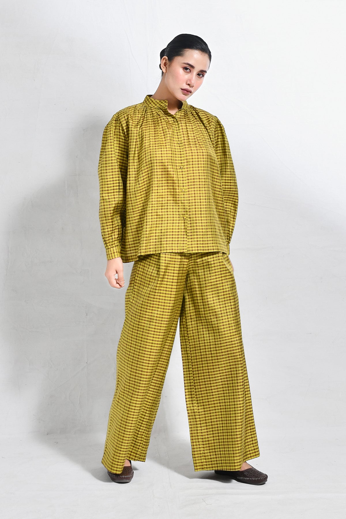 Bangalore Silk Lounge Co - ord (Set of 2) - Mustard & Brown - CiceroniCo - ord SetHiranya