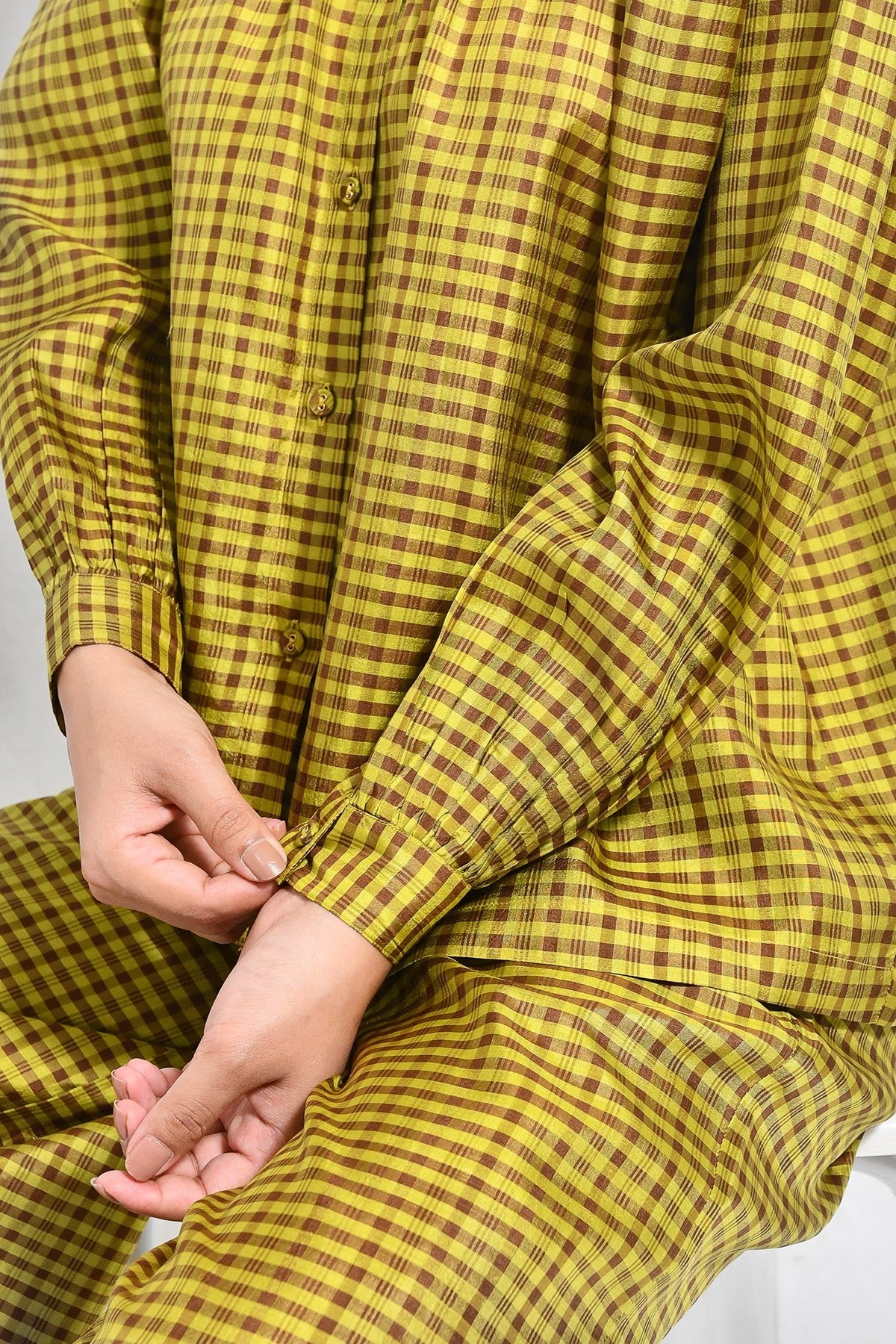 Bangalore Silk Lounge Co - ord (Set of 2) - Mustard & Brown - CiceroniCo - ord SetHiranya