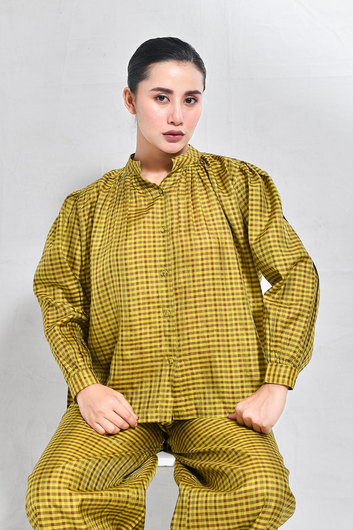 Bangalore Silk Lounge Co - ord (Set of 2) - Mustard & Brown - CiceroniCo - ord SetHiranya
