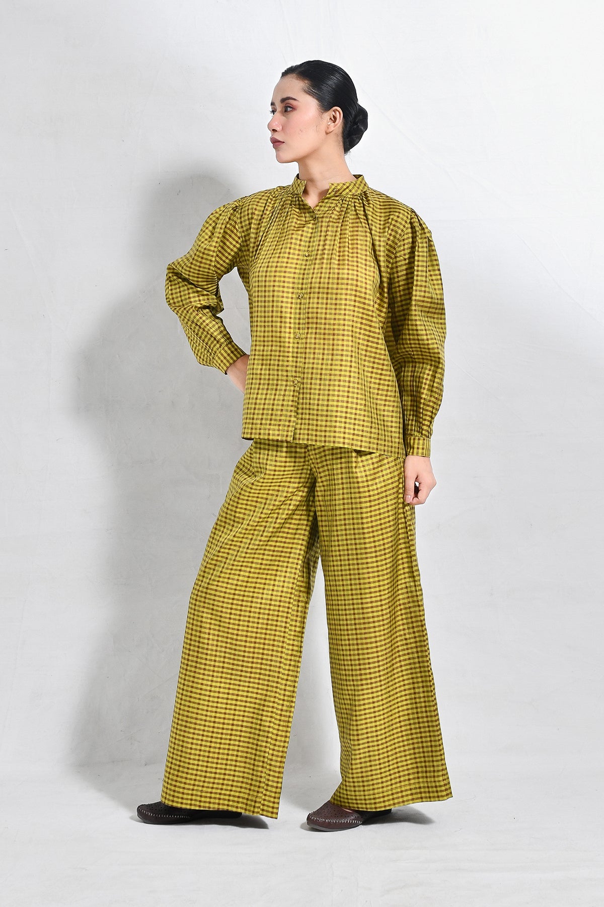 Bangalore Silk Lounge Co - ord (Set of 2) - Mustard & Brown - CiceroniCo - ord SetHiranya