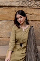Banni Clay Kurta Set with Ajrakh Dupatta - CiceroniKurta Set, Everyday WearMaidaan