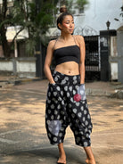Barrel Pants in Black Ikat Polka - CiceroniWomen PantsChiu