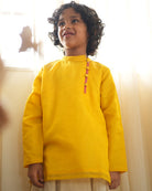 Basant side button short festive kurta in yellow - CiceroniKurta, Festive WearLove The World Today