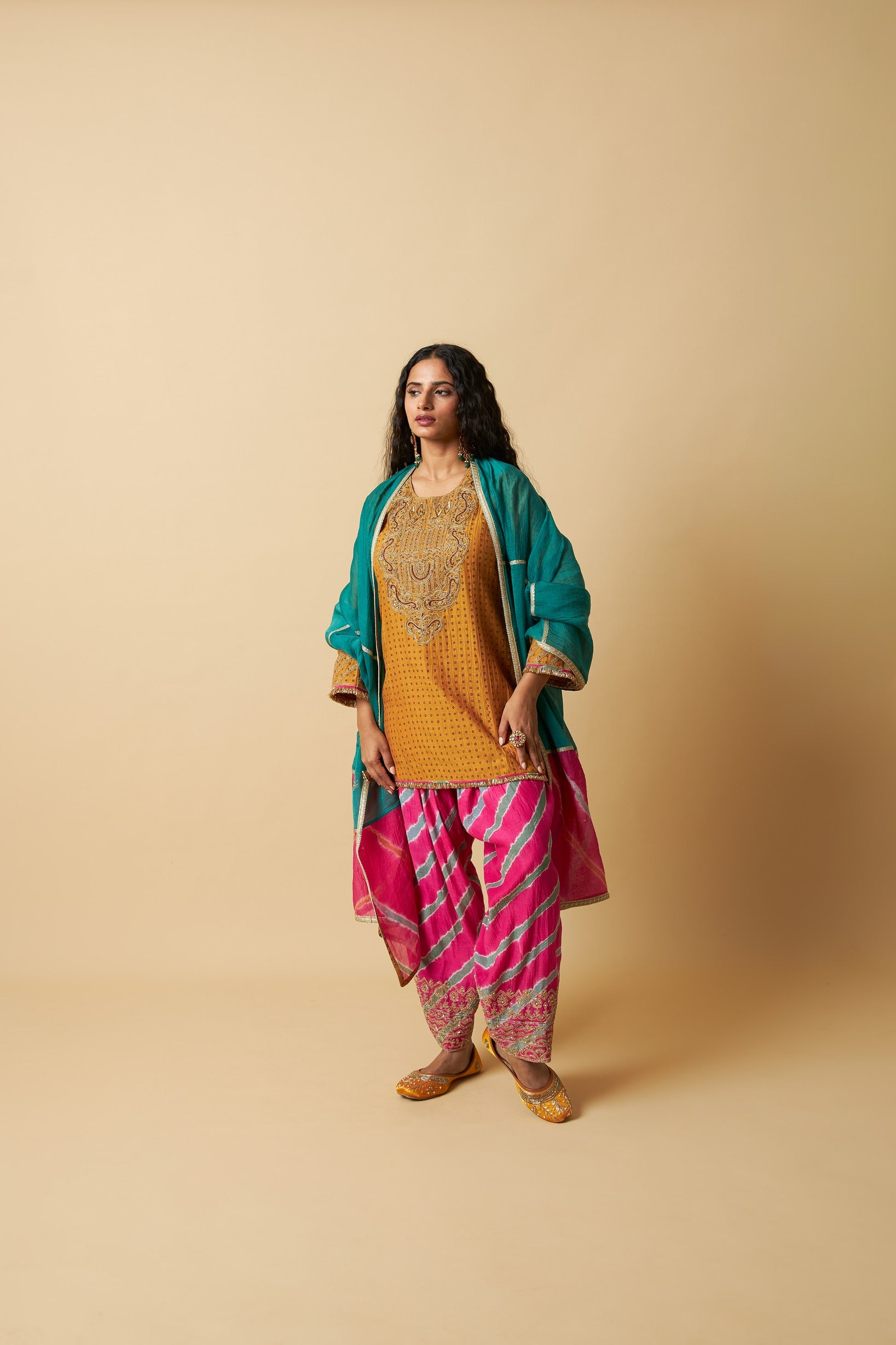 Basanti Bahaar Embroidered Dupatta - CiceroniDupattaPants and Pajamas