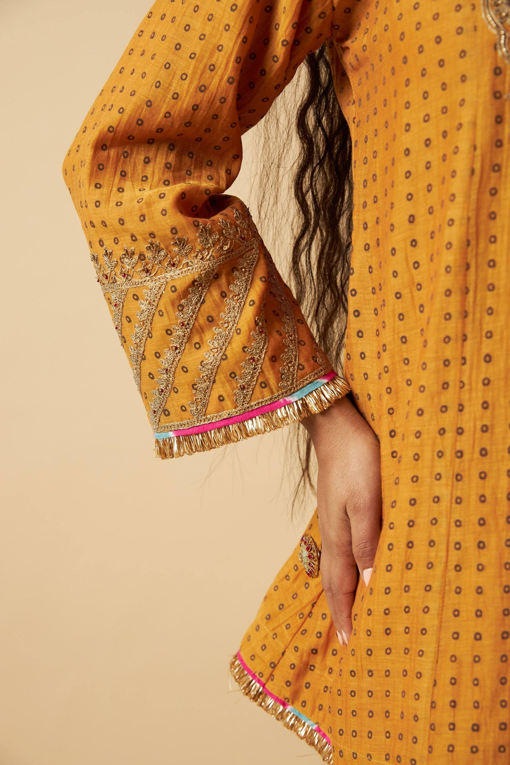 Basanti Bahaar Embroidered Kurta Set- Set of 3 - CiceroniKurta Set, Festive WearPants and Pajamas