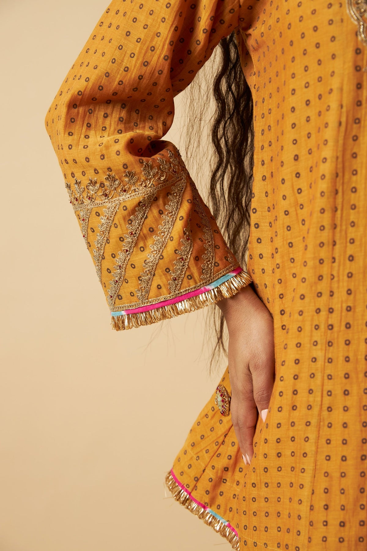Basanti Bahaar Embroidered Kurta Set- Set of 3 - CiceroniKurta Set, Festive WearPants and Pajamas