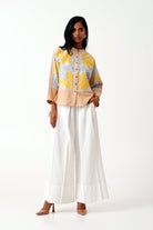 Bask & Pete - Latte Panel Appliqued Top + White Pleated Pants - CiceroniCo - ord SetMadder Much