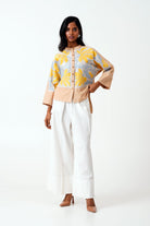 Bask & Pete - Latte Panel Appliqued Top + White Pleated Pants - CiceroniCo - ord SetMadder Much