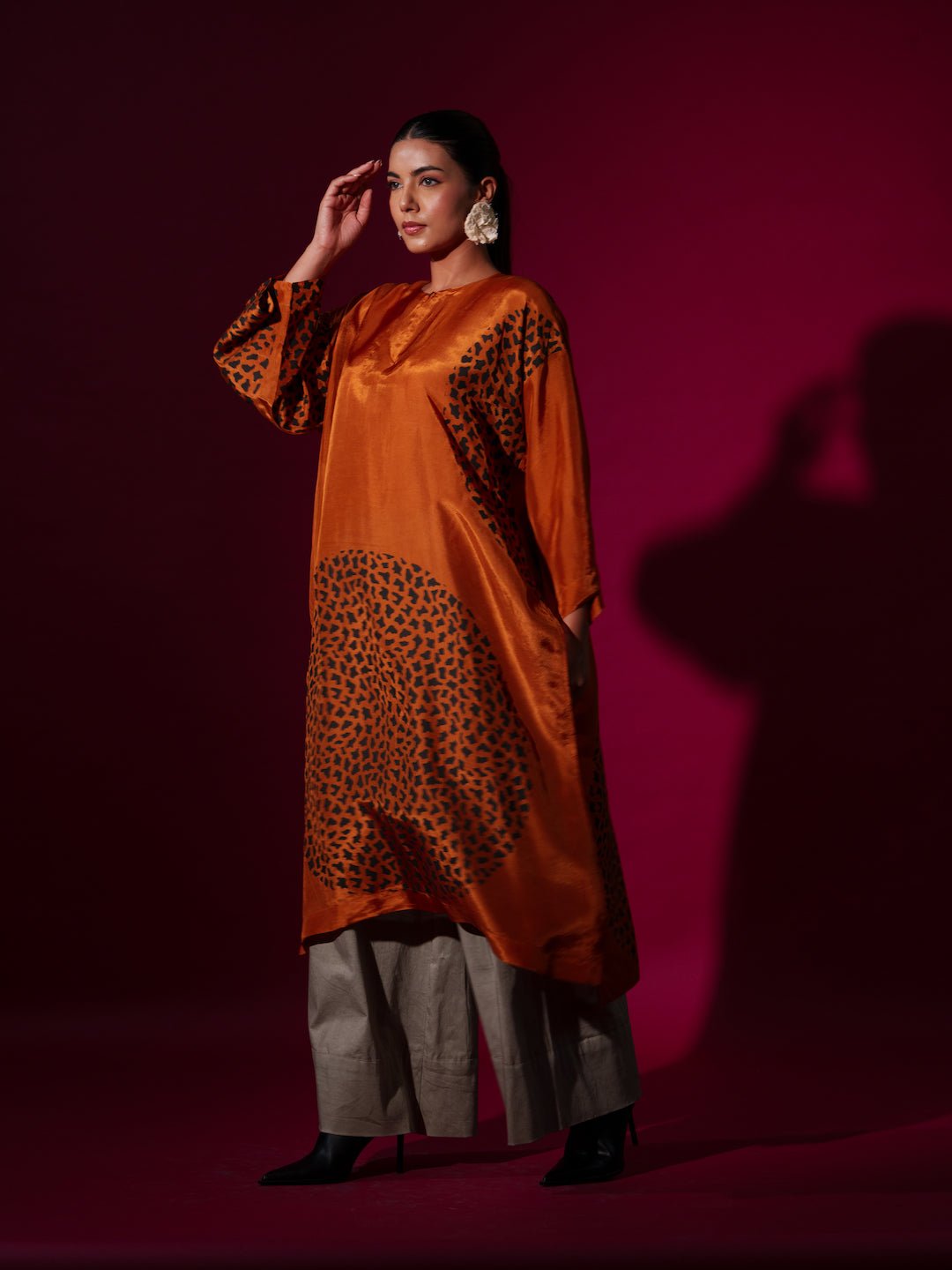 Beau Tunic - Rust Orange - CiceroniKurta, Festive WearStoique