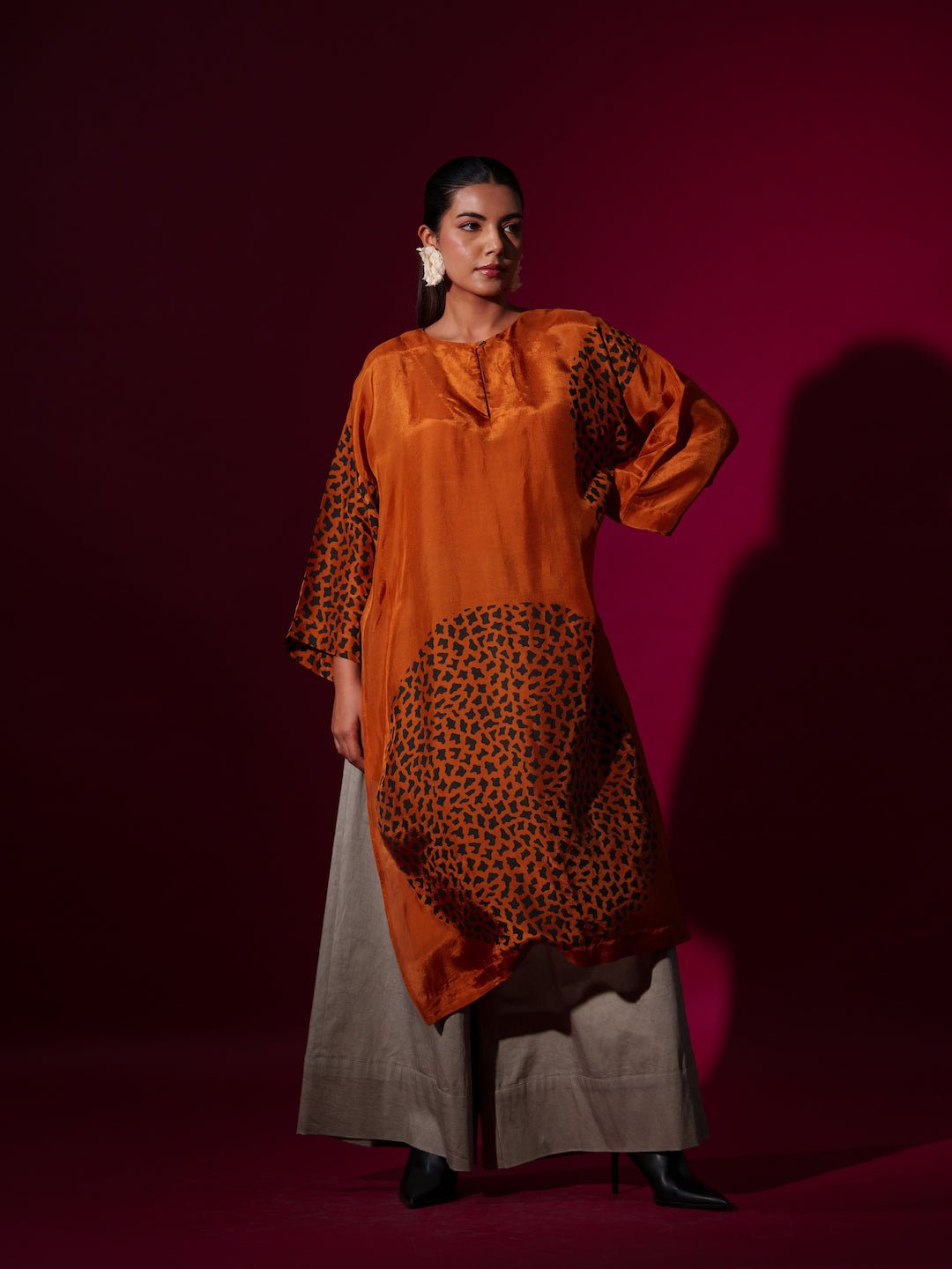 Beau Tunic - Rust Orange - CiceroniKurta, Festive WearStoique