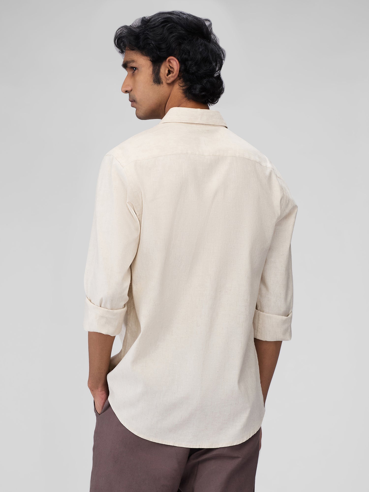 Beige 100% Linen Classic Shirt - CiceroniMen Shirtsbhrāta