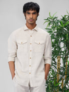 Beige 100% Linen Safari Shirt - CiceroniMen Shirtsbhrāta