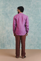 Berry Linen Men's Band Collar Shirt - CiceroniMen ShirtsSaphed