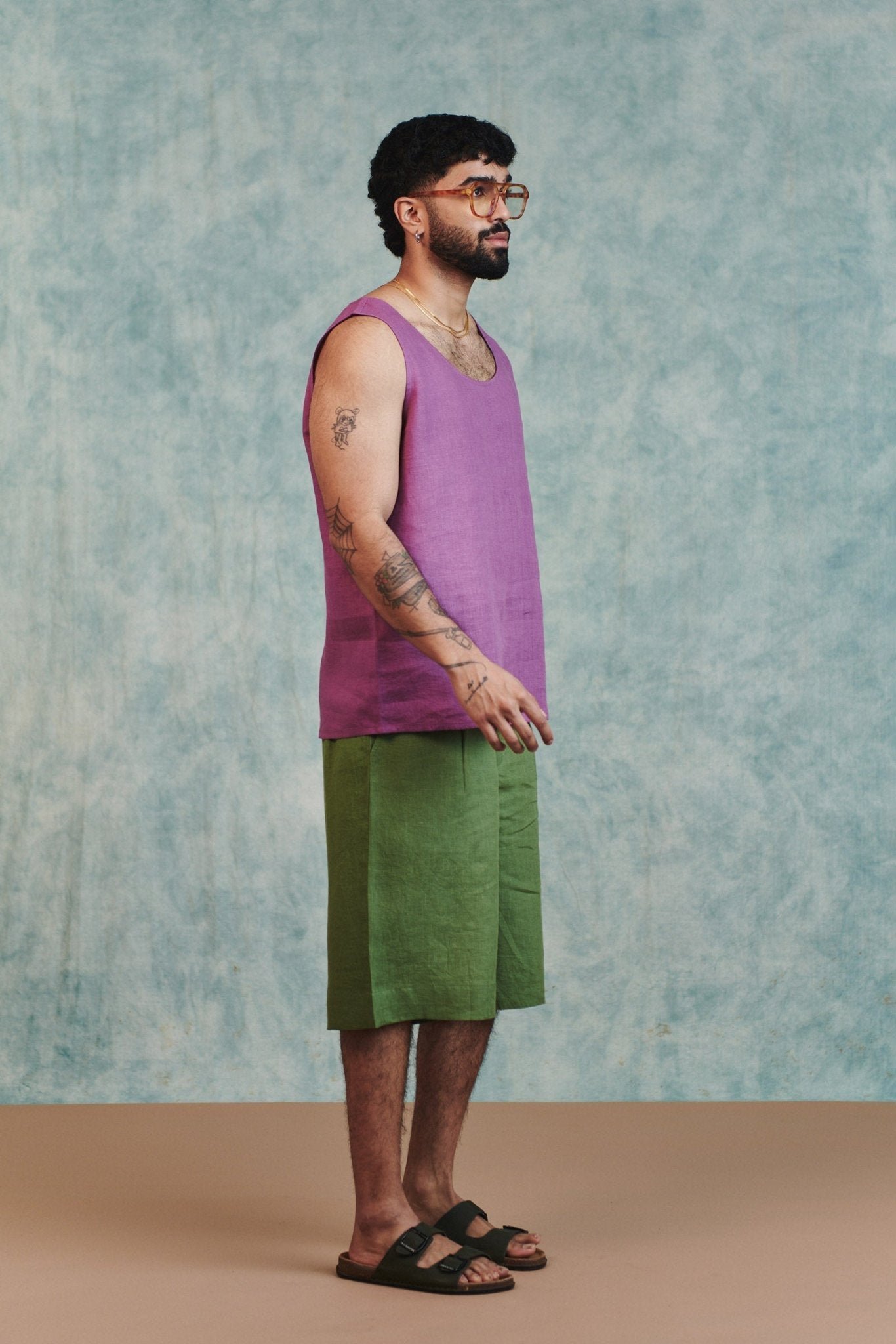 Berry Linen Men's Woven Vest - CiceroniVestSaphed