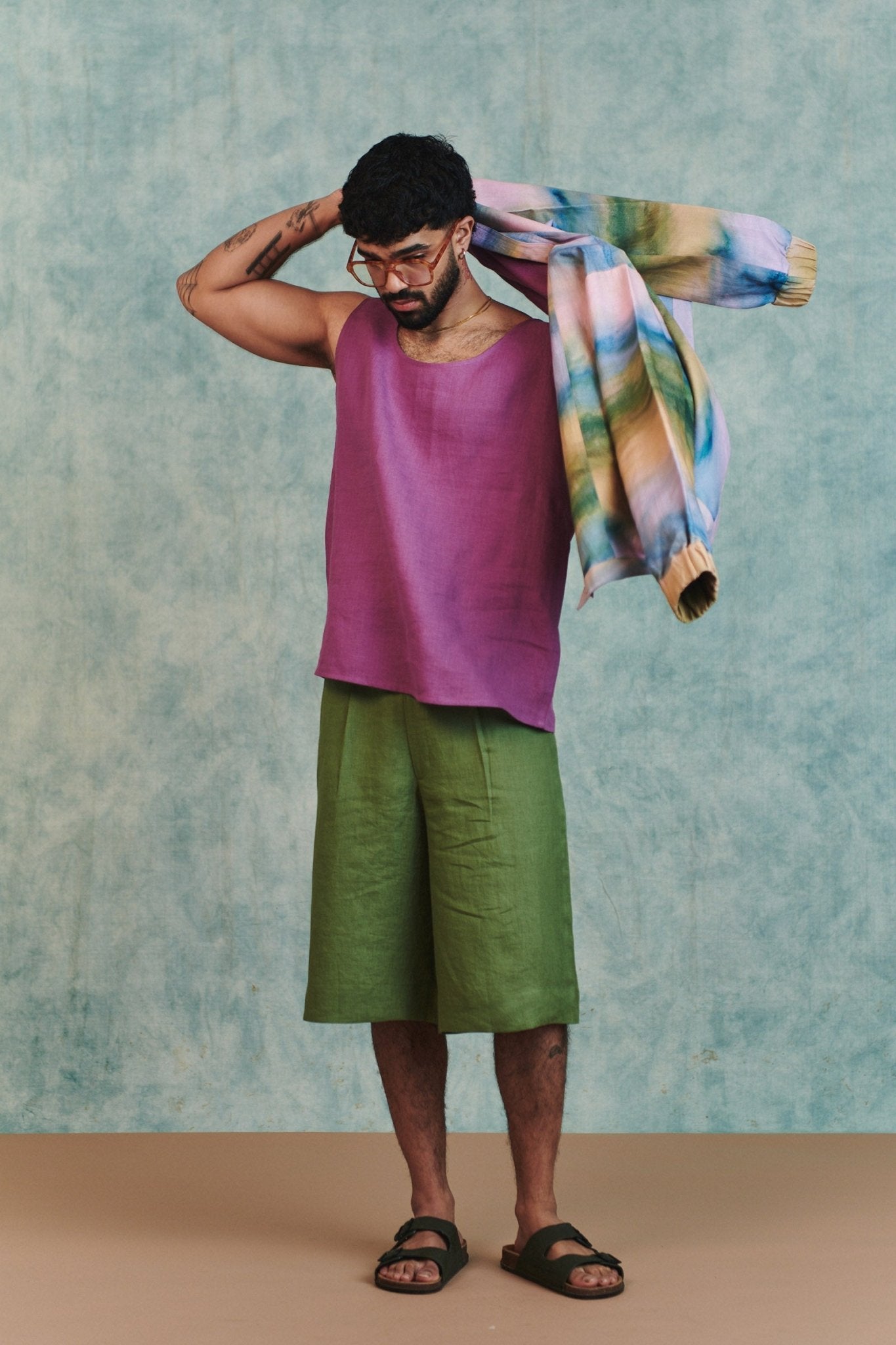 Berry Linen Men's Woven Vest - CiceroniVestSaphed