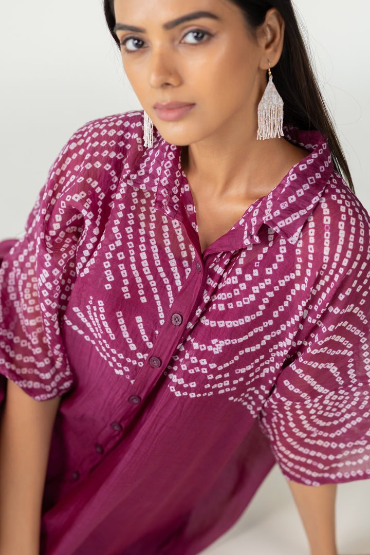 Berry Swirl Bandhani Tunic and Pants Set - CiceroniKurta Set, Everyday WearSilai Studio