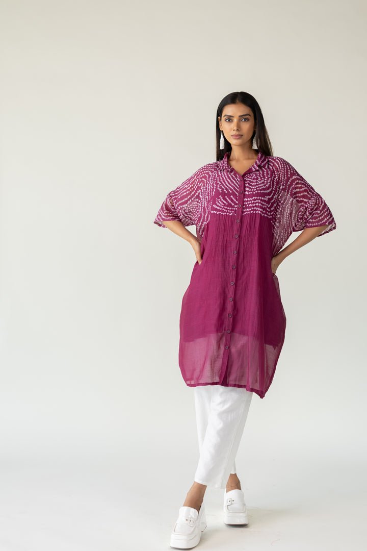 Berry Swirl Bandhani Tunic and Pants Set - CiceroniKurta Set, Everyday WearSilai Studio