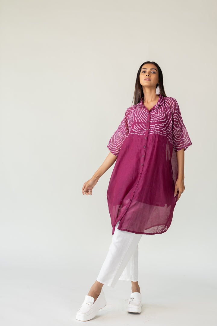 Berry Swirl Bandhani Tunic and Pants Set - CiceroniKurta Set, Everyday WearSilai Studio