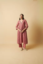 Bijli Begum Embroidered Kurta Set- Set of 2 - CiceroniKurta Set, Festive WearPants and Pajamas