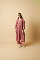 Bijli Begum Embroidered Kurta Set- Set of 2 - CiceroniKurta Set, Festive WearPants and Pajamas