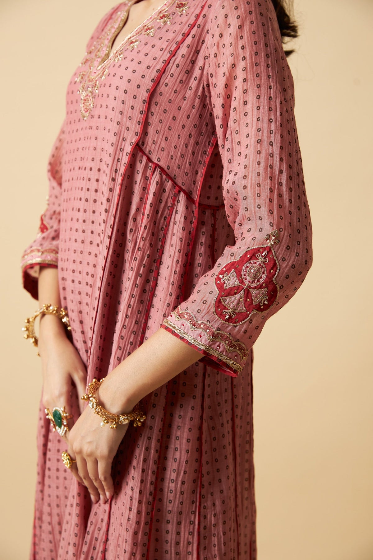 Bijli Begum Embroidered Kurta Set- Set of 3 - CiceroniKurta Set, Festive WearPants and Pajamas