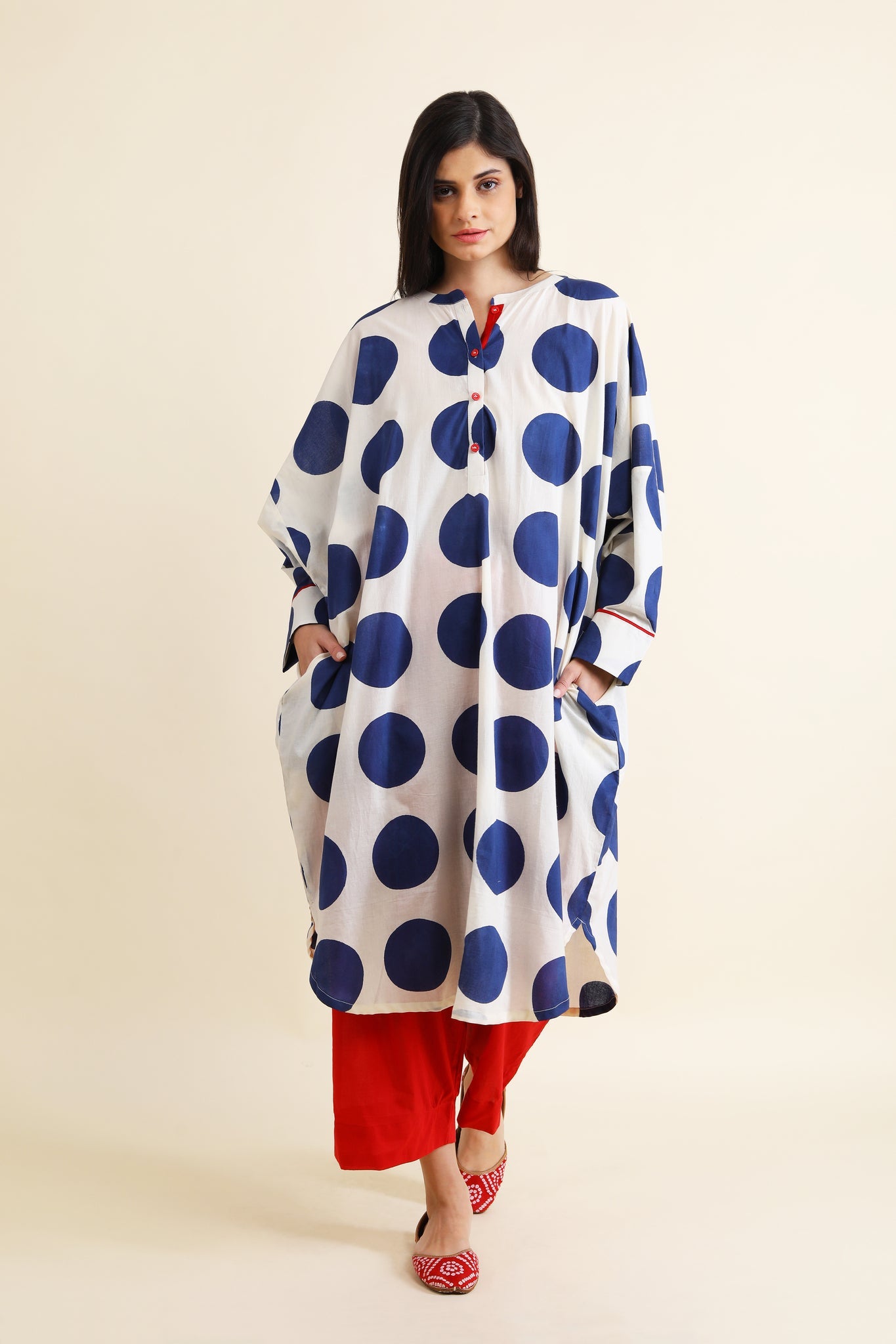 Bindi Co - ord Set - Indigo Blue & Red - CiceroniKurta Set, Everyday WearSheetal Joshi Verma