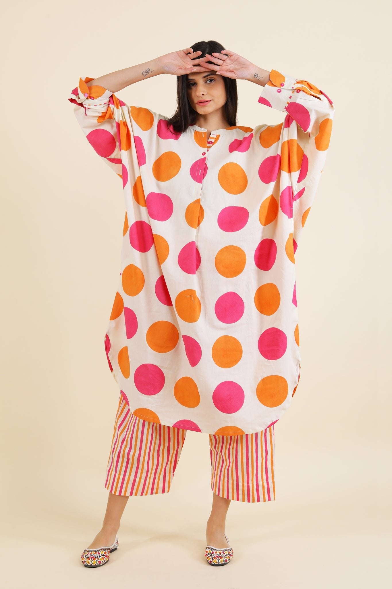 Bindi Co - ord Set - Orange & Pink - CiceroniKurta Set, Everyday WearSheetal Joshi Verma