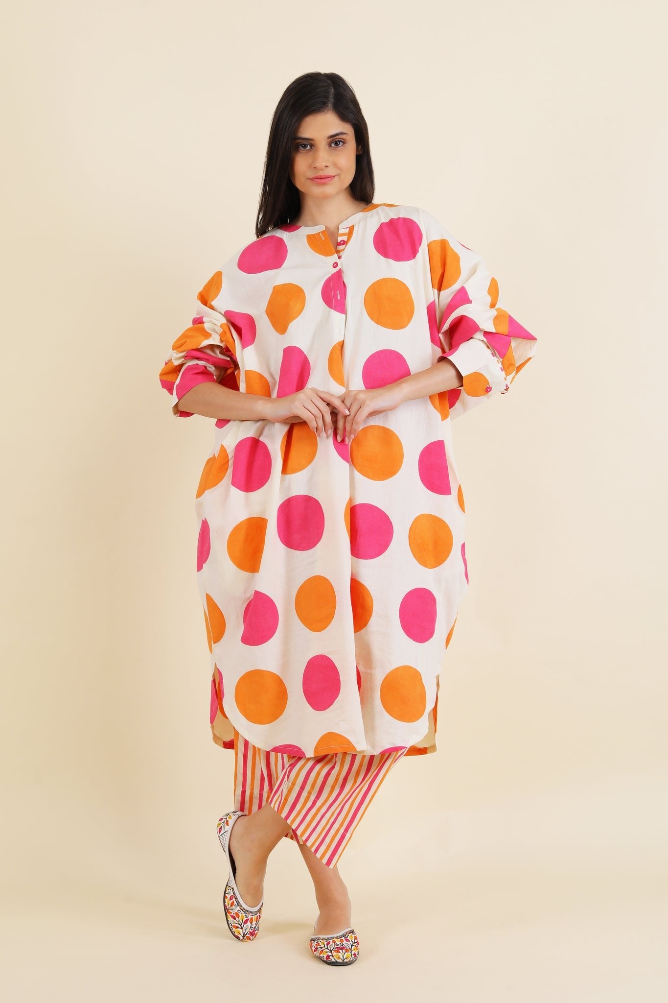 Bindi Co - ord Set - Orange & Pink - CiceroniKurta Set, Everyday WearSheetal Joshi Verma