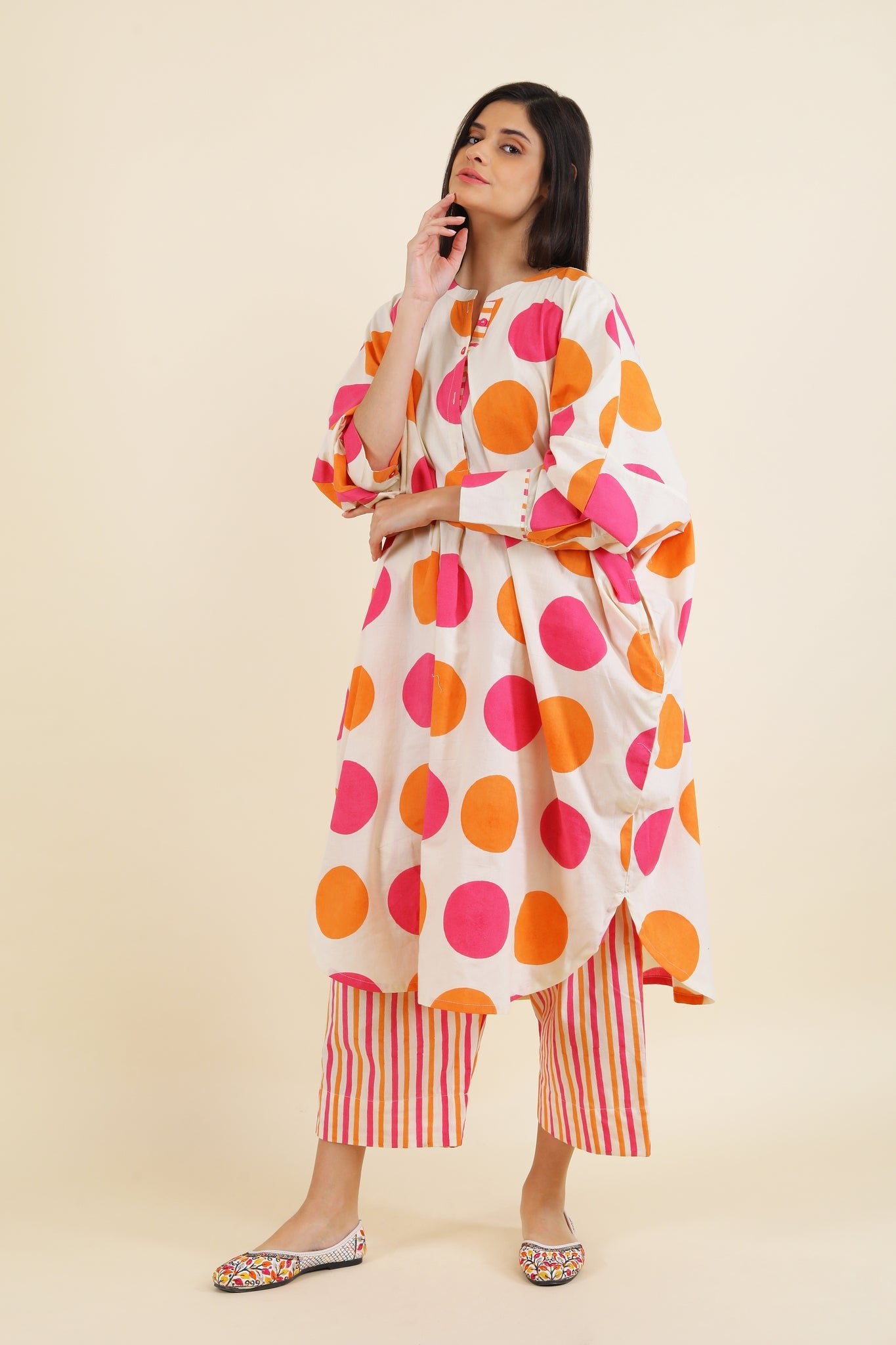 Bindi Co - ord Set - Orange & Pink - CiceroniKurta Set, Everyday WearSheetal Joshi Verma