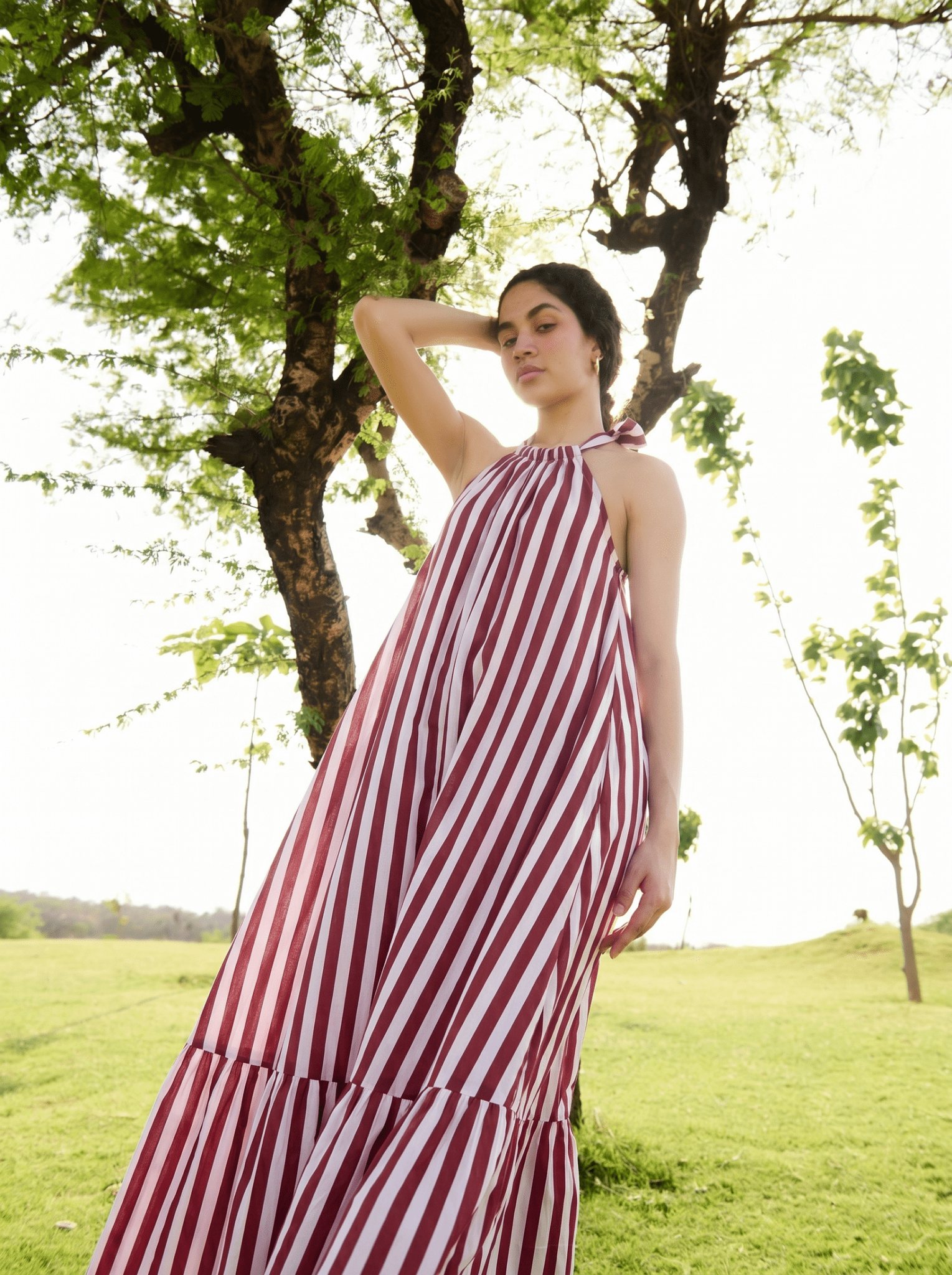 Birds of Paradise - Teracotta & Ecru Stripes - CiceroniDressesRAAS Life