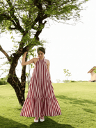 Birds of Paradise - Teracotta & Ecru Stripes - CiceroniDressesRAAS Life
