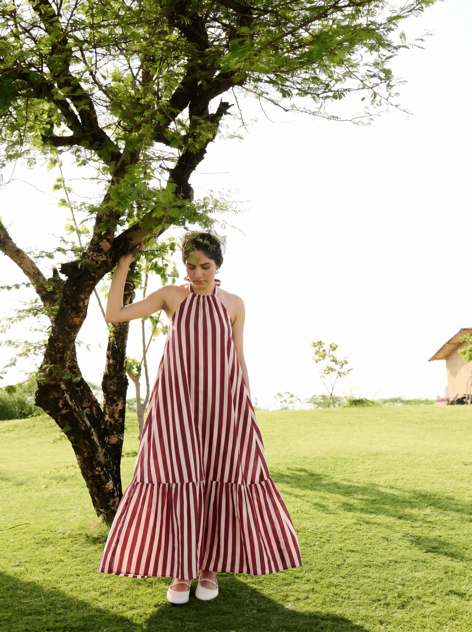 Birds of Paradise - Teracotta & Ecru Stripes - CiceroniDressesRAAS Life