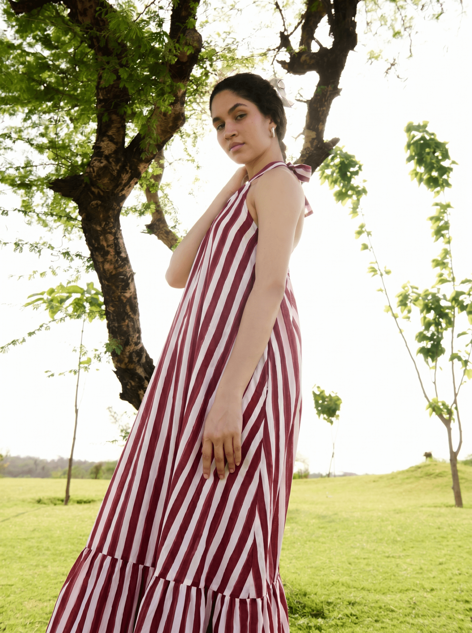 Birds of Paradise - Teracotta & Ecru Stripes - CiceroniDressesRAAS Life