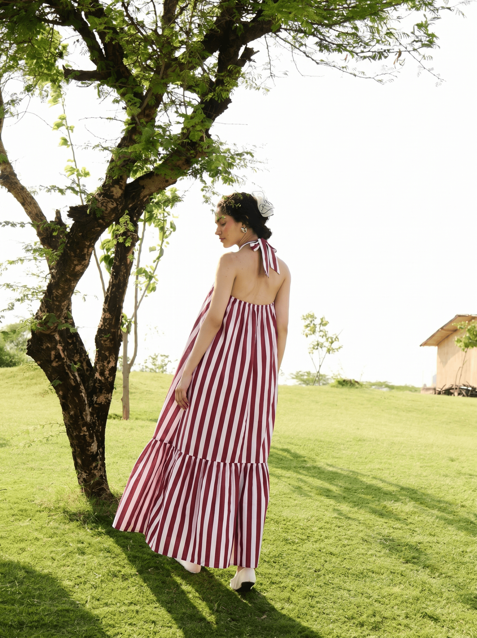 Birds of Paradise - Teracotta & Ecru Stripes - CiceroniDressesRAAS Life